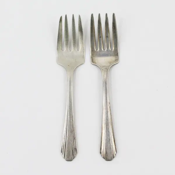 VTG 1931 National Silver Co Lot of 2 Youth Forks Silver-plate 4" Long Rare HTF