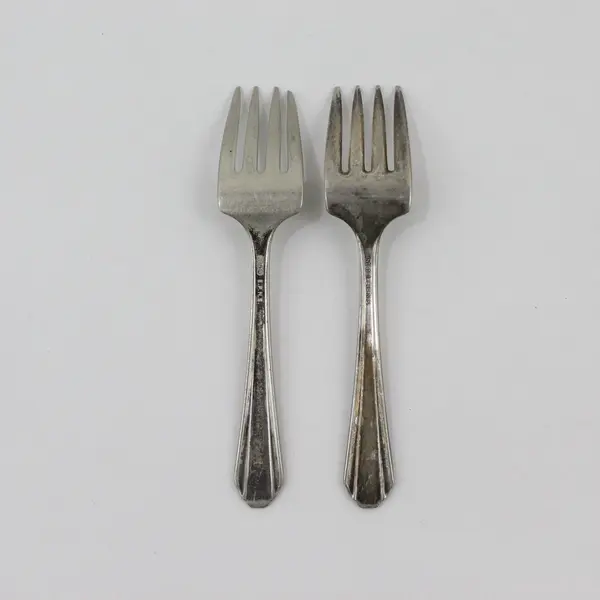 VTG 1931 National Silver Co Lot of 2 Youth Forks Silver-plate 4" Long Rare HTF