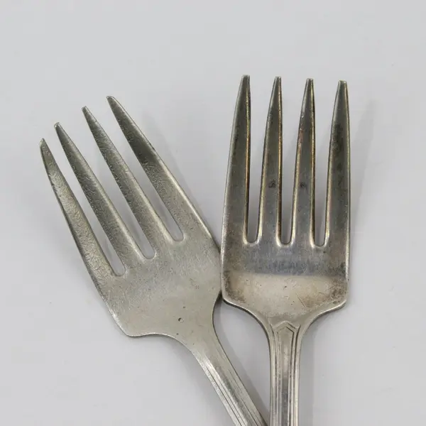 VTG 1931 National Silver Co Lot of 2 Youth Forks Silver-plate 4" Long Rare HTF