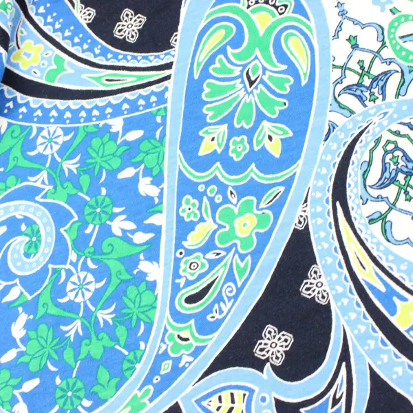 Ruby Rd Women's Blue Green White Paisley Floral Blouse Long Sleeve Small