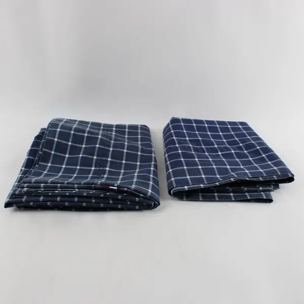 Tommy Hilfiger Queen Pillowcases Set of 2 Blue White Grid