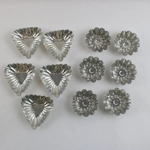 Aluminum Tartlet Tins Set of 36 Six Assorted Shapes Silver B 212