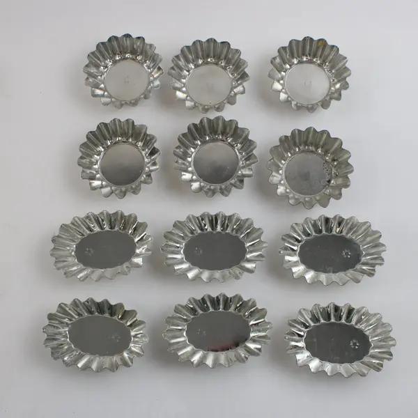 Aluminum Tartlet Tins Set of 36 Six Assorted Shapes Silver B 212