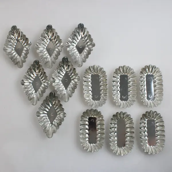 Aluminum Tartlet Tins Set of 36 Six Assorted Shapes Silver B 212