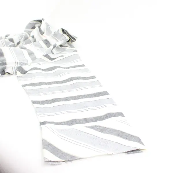 Chic Comfort Collection White Grey Yellow Striped Button Down Blouse Size Small 