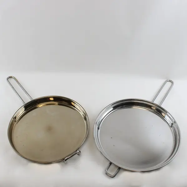 Stainless Steel Double Skillet Set Cookware Kitchen Frying Pans