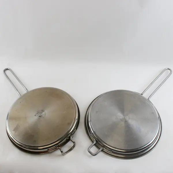 Stainless Steel Double Skillet Set Cookware Kitchen Frying Pans