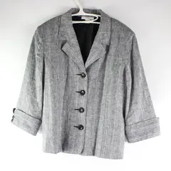 Dressbarn Women's Gray Silver Thread Blazer 4-Button 3/4 Sleeve Small
