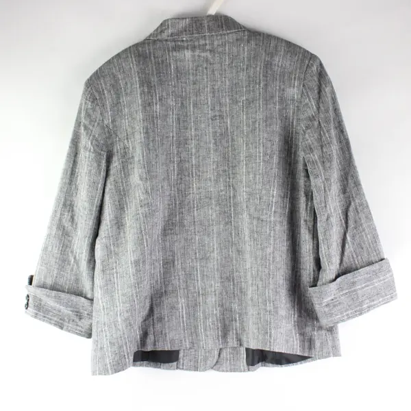 Dressbarn Women's Gray Silver Thread Blazer 4-Button 3/4 Sleeve Small