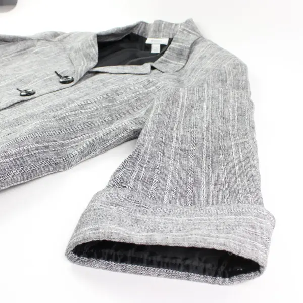 Dressbarn Women's Gray Silver Thread Blazer 4-Button 3/4 Sleeve Small