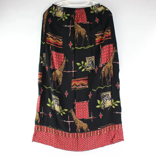 Notations Skirt Size PM Maxi Beaded Fringe Safari Zebra Giraffe Stretch Vintage