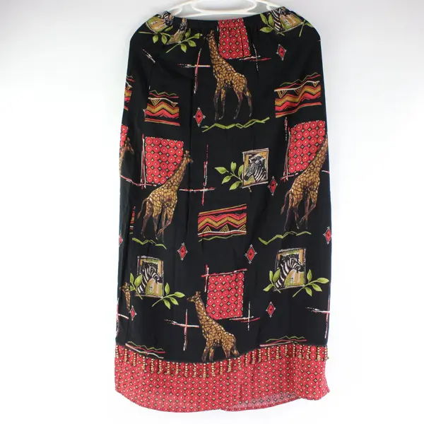 Notations Skirt Size PM Maxi Beaded Fringe Safari Zebra Giraffe Stretch Vintage