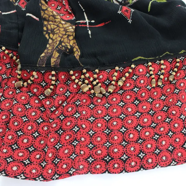 Notations Skirt Size PM Maxi Beaded Fringe Safari Zebra Giraffe Stretch Vintage