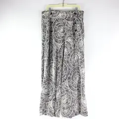 Robert Louis Black White Shell Print 6 Button Accents Wide Leg Soft Pants S