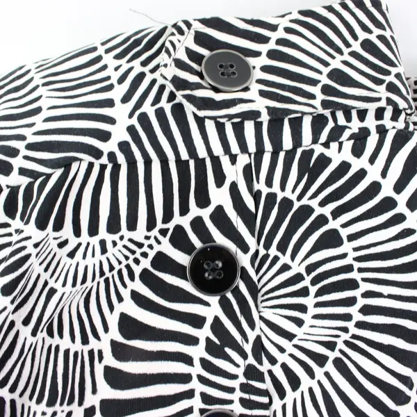 Robert Louis Black White Shell Print 6 Button Accents Wide Leg Soft Pants S