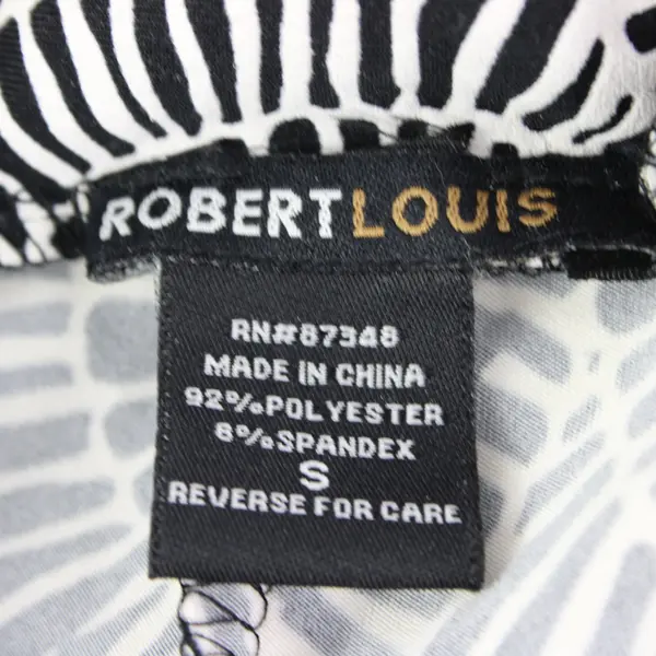 Robert Louis Black White Shell Print 6 Button Accents Wide Leg Soft Pants S