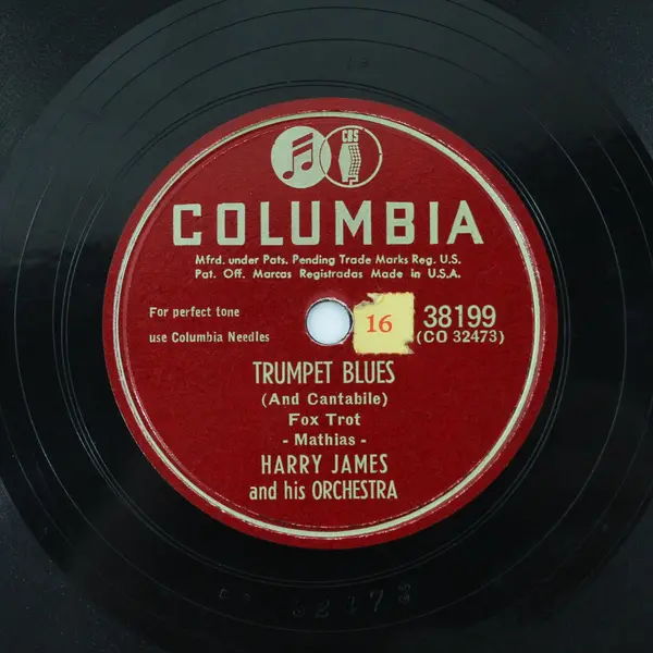 Harry James Trumpet Blues / The Carnival Of Venice Columbia 78 RPM 10" Shellac