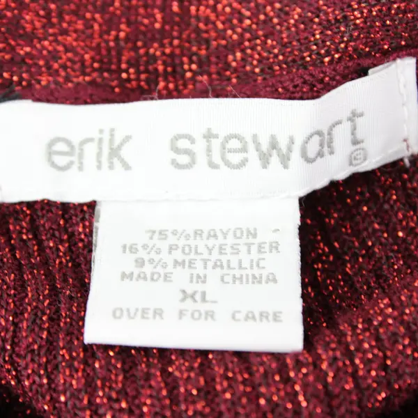 Erik Stewart Long Sleeve Red Sparkly Open Front Knit Cardigan Size XL