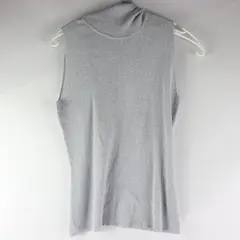 August Silk Knits Turtleneck Grey Silver Shimmer Sleeveless Top Women L