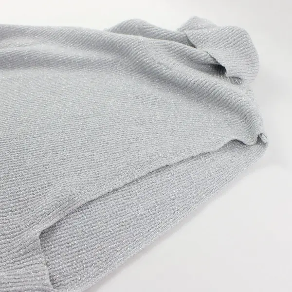 August Silk Knits Turtleneck Grey Silver Shimmer Sleeveless Top Women L