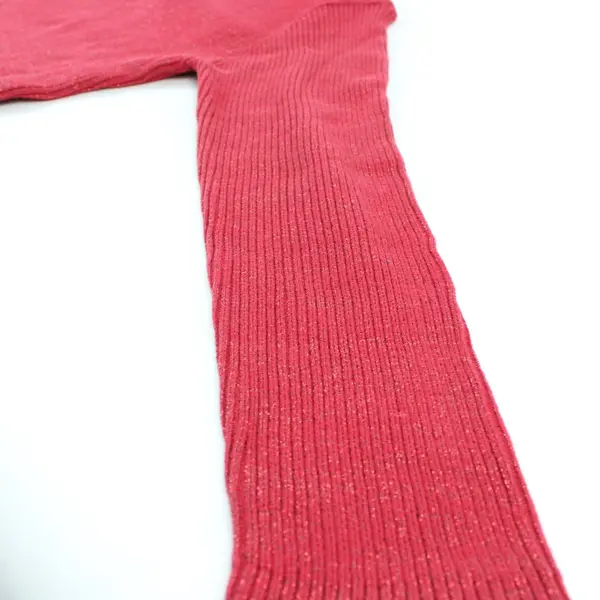 Basic Editions Sweater Large Red Glittery Turtleneck Long Sleeves Ribbed 