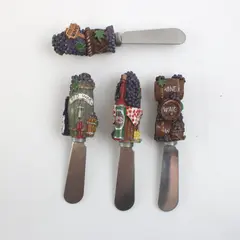 Lot of 4 Wine Themed Cheese Spreader Knives Serving Utensils
