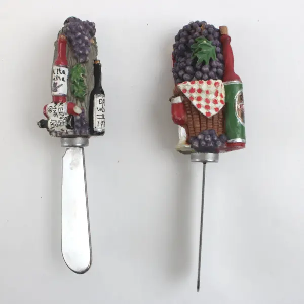 Lot of 4 Wine Themed Cheese Spreader Knives Serving Utensils