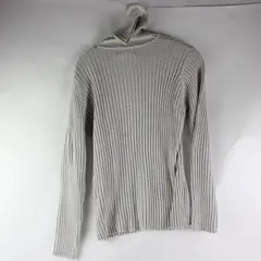 Basic Editions Sweater Large Grey Glittery Turtleneck Long Sleeve Ribbed 