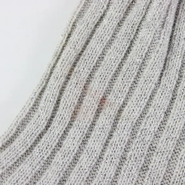 Basic Editions Sweater Large Grey Glittery Turtleneck Long Sleeve Ribbed 