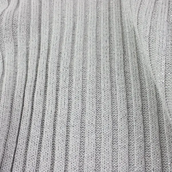 Basic Editions Sweater Large Grey Glittery Turtleneck Long Sleeve Ribbed 