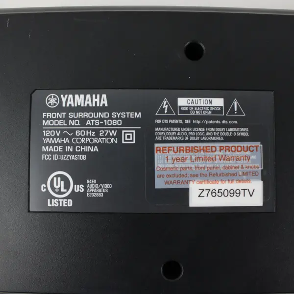 Yamaha ATS-1080 2.1 Soundbar Horizontal Controls Used Untested