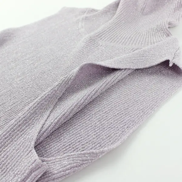 August Silk Knits Turtleneck Lilac Purple Silver Shimmer Sleeveless Top Women L