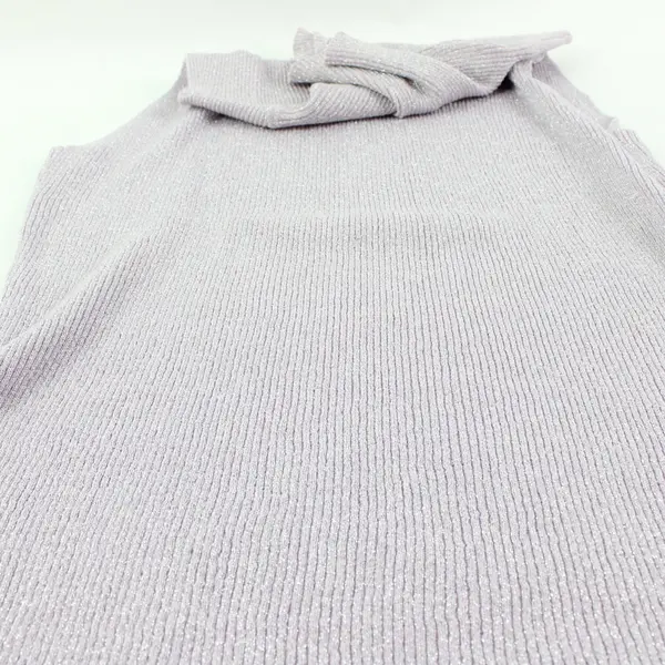 August Silk Knits Turtleneck Lilac Purple Silver Shimmer Sleeveless Top Women L
