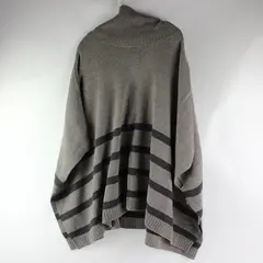 Banana Republic Large Brown Striped Poncho Cape Turtleneck Cotton Wool Blend 