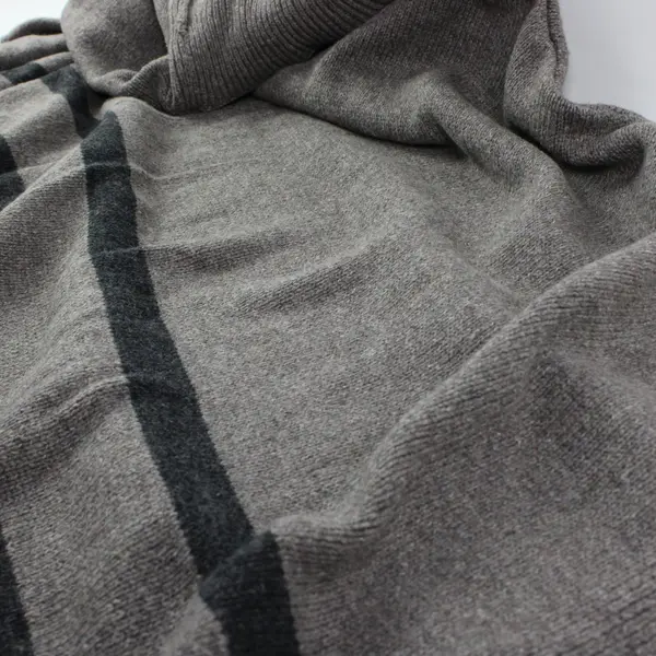 Banana Republic Large Brown Striped Poncho Cape Turtleneck Cotton Wool Blend 
