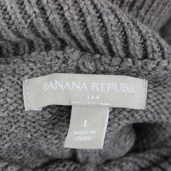 Banana Republic Large Brown Striped Poncho Cape Turtleneck Cotton Wool Blend 