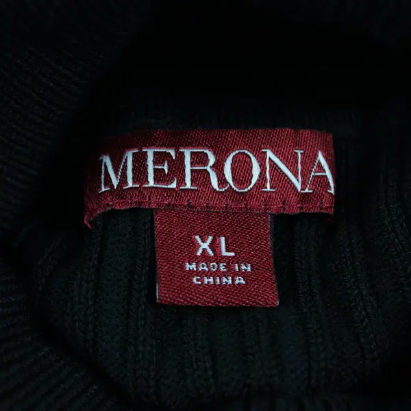 Merona Women's XL Black Ribbed Turtleneck Sweater Stretch Knit Long Sleeve Top