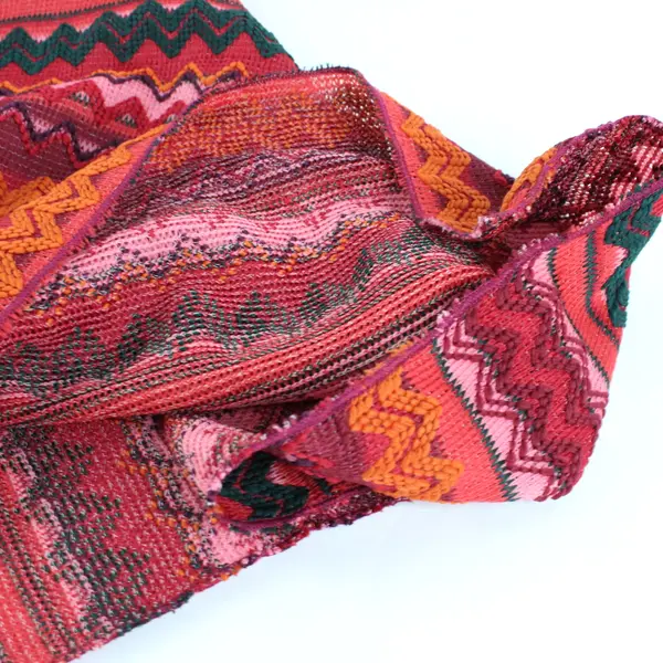 Only Nine Red Multicolor Stripe and Zigzag Pattern Knit Poncho OS 