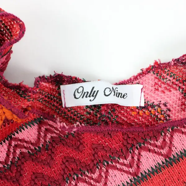 Only Nine Red Multicolor Stripe and Zigzag Pattern Knit Poncho OS 
