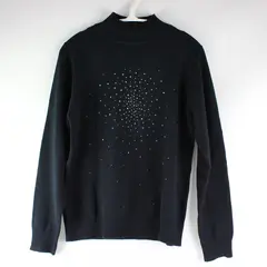 Christine Alexander Medium Black Long Sleeve Mock Neck Bedazzled Circular Design