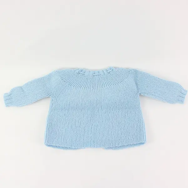 Handmade Blue White Knitted Baby Set 0-3M Jacket Hat Booties