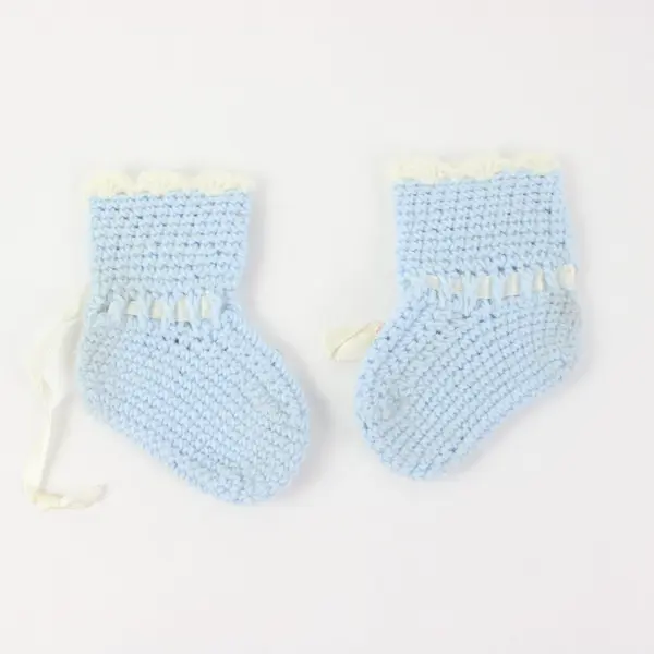 Handmade Blue White Knitted Baby Set 0-3M Jacket Hat Booties