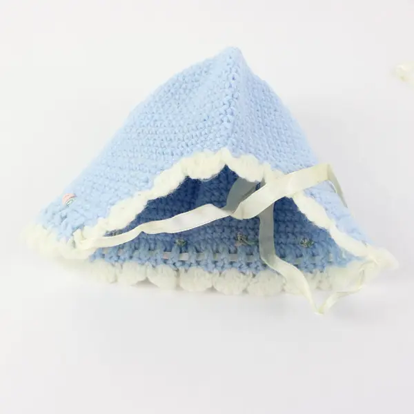 Handmade Blue White Knitted Baby Set 0-3M Jacket Hat Booties