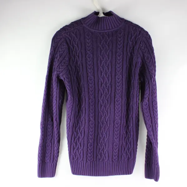 Croft & Barrow Purple Knit Quarter Zip Long Sleeve Sweater Sz Small 100% Cotton 