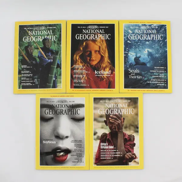 Lot of 5 Vintage National Geographic Magazines 1980 1987