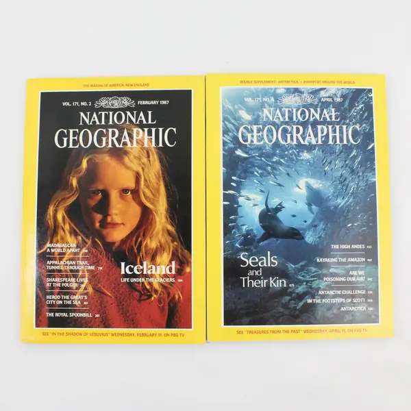 Lot of 5 Vintage National Geographic Magazines 1980 1987
