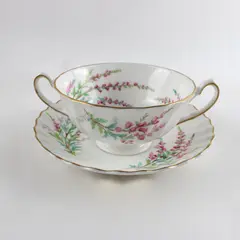 Royal Doulton Bell Heather Cream Soup Bowl & Saucer Set 2pc
