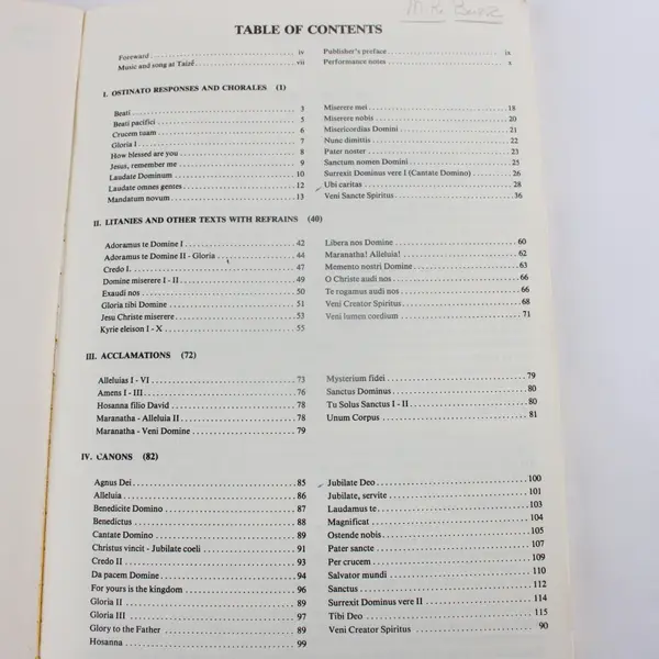 Music From Taizé Responses Litanies Acclamations Canons Vocal Education Vol 1