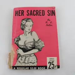Her Sacred Sin by H.A. Keller Vintage Paperback Novel 25¢ Cover