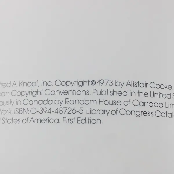 Alistair Cooke's America First Edition Hardcover American History Book
